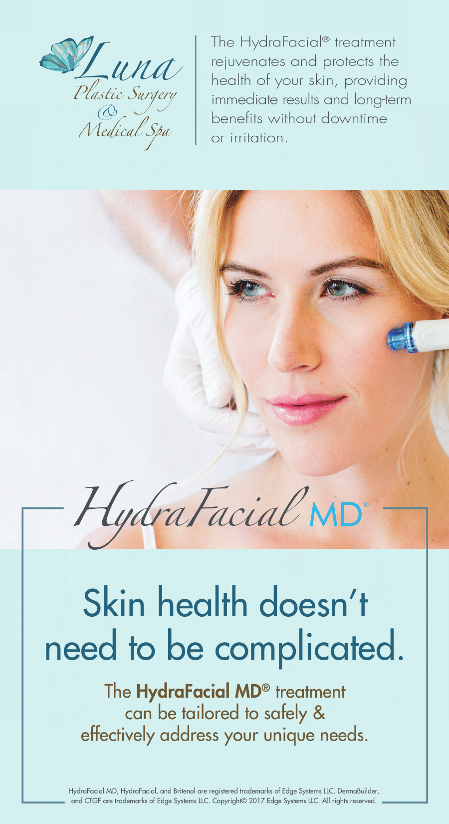 Price sheet for the HydraFacial procedure